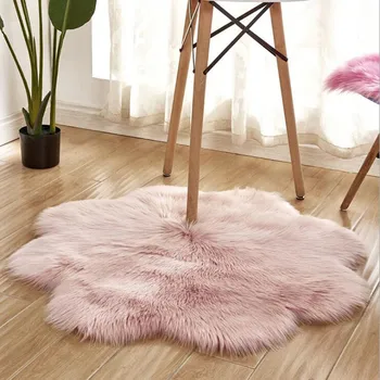 

Thick Plush Artificial Flower Shape Wool Carpet Bedroom Living Room Windows Fur Area Rugs Seat Pad Modern Sofa Soft Mat Tapete