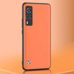 Luxury PU Leather Silicone Phone Case - Sleek and Stylish Cover for Vivo Y20 (Orange)