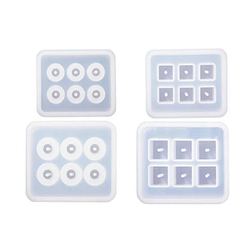 

4Pcs Silicone Bead Molds with Holes Epoxy Mold for Jewelry Polymer Clay Soap Making Cabochon Gemstone Crafting Projects Diameter