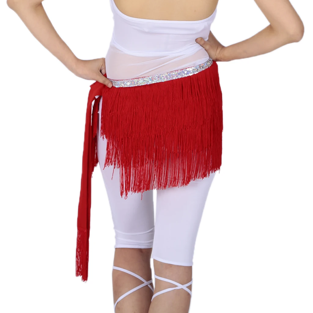 Sequins Tassel Belly Dance Belt Hip Scarf Waist Skirts Wrap Dancing Costumes