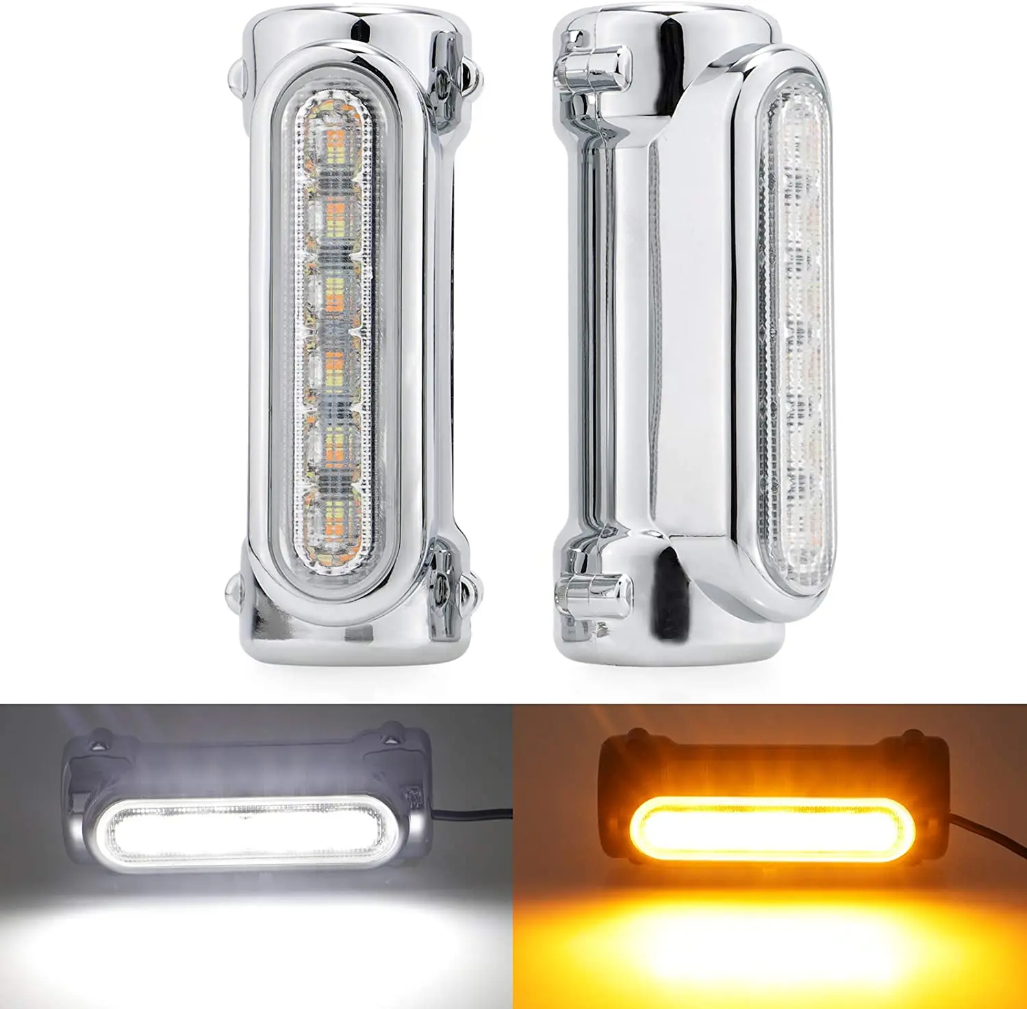 FADUIES Black/chrome Motorcycle Highway Bar Switchback Turn Signal Light White Amber LED For Crash Bars for Harley Touring Model |