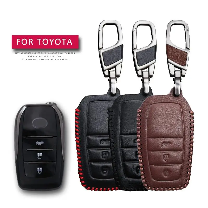 Кожаный чехол для ключей автомобиля для Toyota Hilux Fortuner Land Cruiser Camry защитный чехол для ключей только чехол