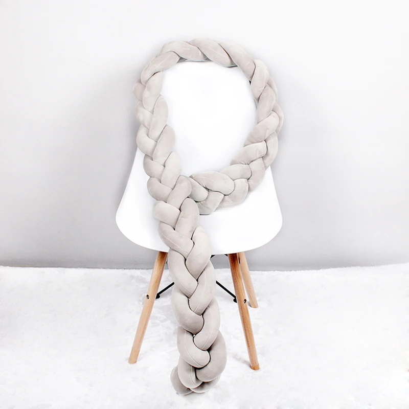 2.5M 3M Length Knot Newborn Bumper Long Knotted Braid Pillow Baby Bed Bumper in the Soft Crib Infant Room Decor