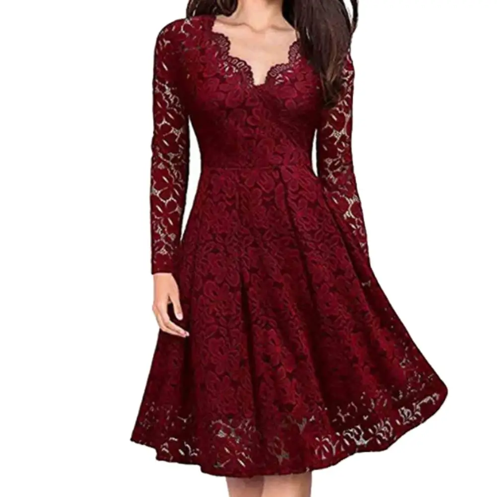 Retro Women Dresses Lace Floral 