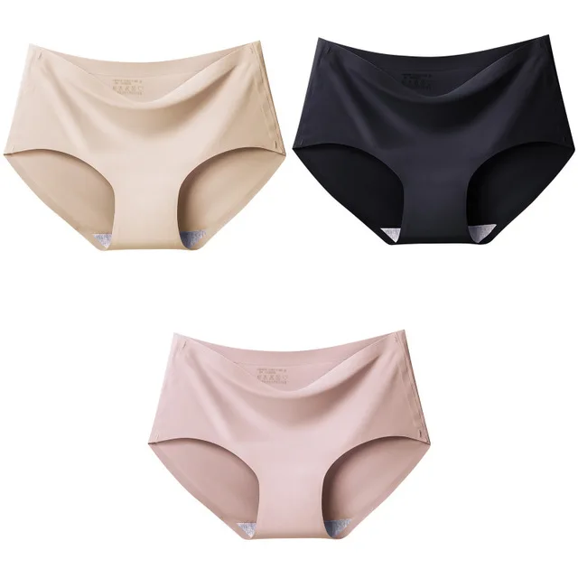 high waisted bikini underwear ALLMIX 3Pcs/Set Large Size Women Seamless Silk Panties Underwear Solid Breathable Briefs Low Waist Soft Comfort Lady Lingerie ladies panties Panties