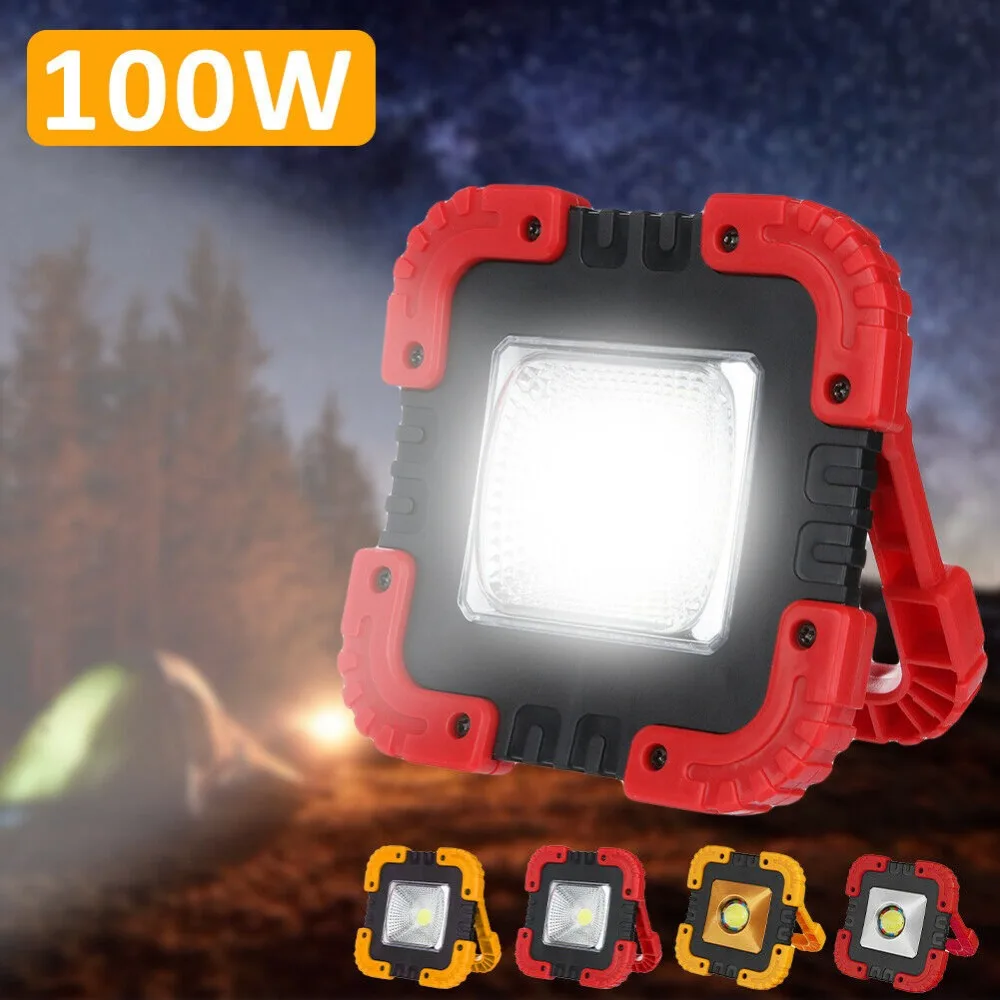 100W Перезаряжаемые светодиодный COB рабочий светильник Кемпинг Безопасности световой поток лампы светильник аварийного COB светодиодный Портативный Точечный светильник 1200mA литий Батарея