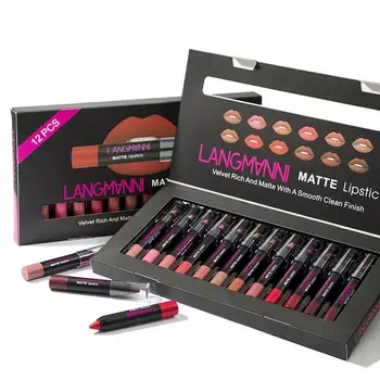 

1 Set Of 12 Red Plastic Makeup Lipstick Set Non-Stick Cup Waterproof Matte Lipstick High Value Lipstick Moisturizing