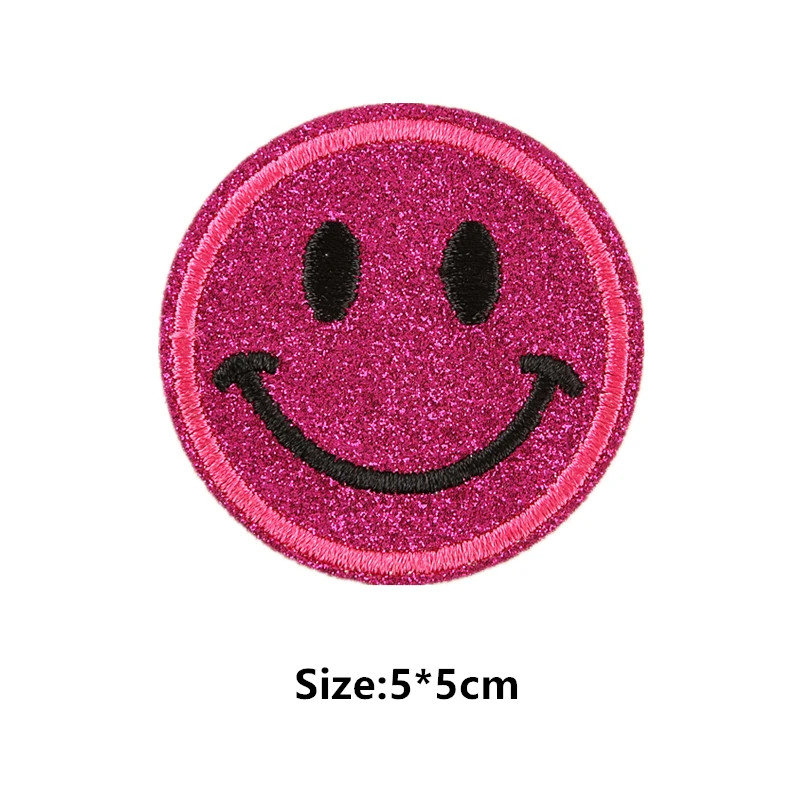 1Pcs Round Expression Smiley Face Patch Clothes Iron on Embroidered Sew Applique Cute Fabric Badge Garment Apparel Accessories 