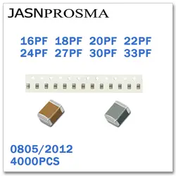 JASNPROSMA 0805 2012 4000 шт. с алюминиевой крышкой, 50В 16PF 18PF 20PF 22PF 24PF 27PF 30PF 33PF SMD, высокое качество постоянной ёмкости, универсальный конденсатор новых