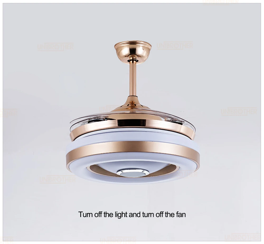 music fan lamp Bluetooth app LED ceiling Fans thin dimming remote control lamp Invisible Leaves timing 72w Modern home decor