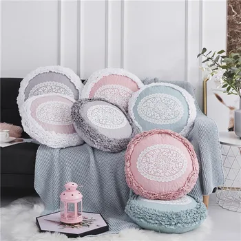 

Cotton Embroidered Round Pillow thicken pillowcase Simple fashion High quality Soft Throw Pillow Case for Home/Hotel Decor