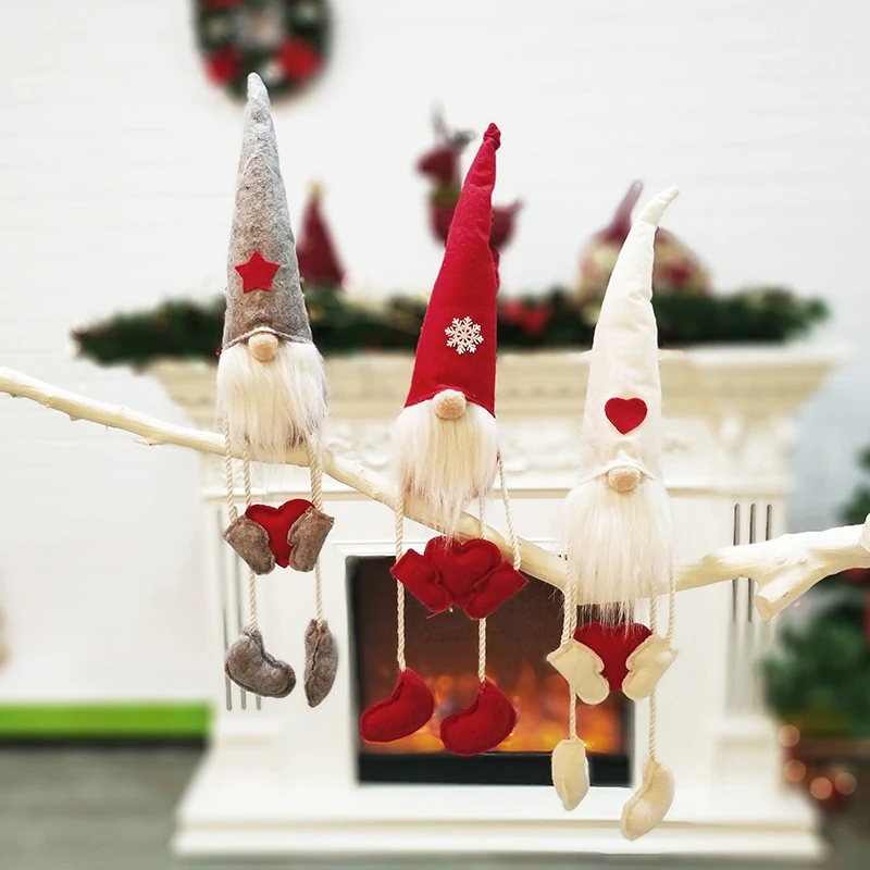 de felpa de duende de Navidad, bonito muñeco de decoración para Festival, sombrero largo sentado, muñeco de Papá Noel de Navidad|Colgantes y adornos en forma de gota| - AliExpress