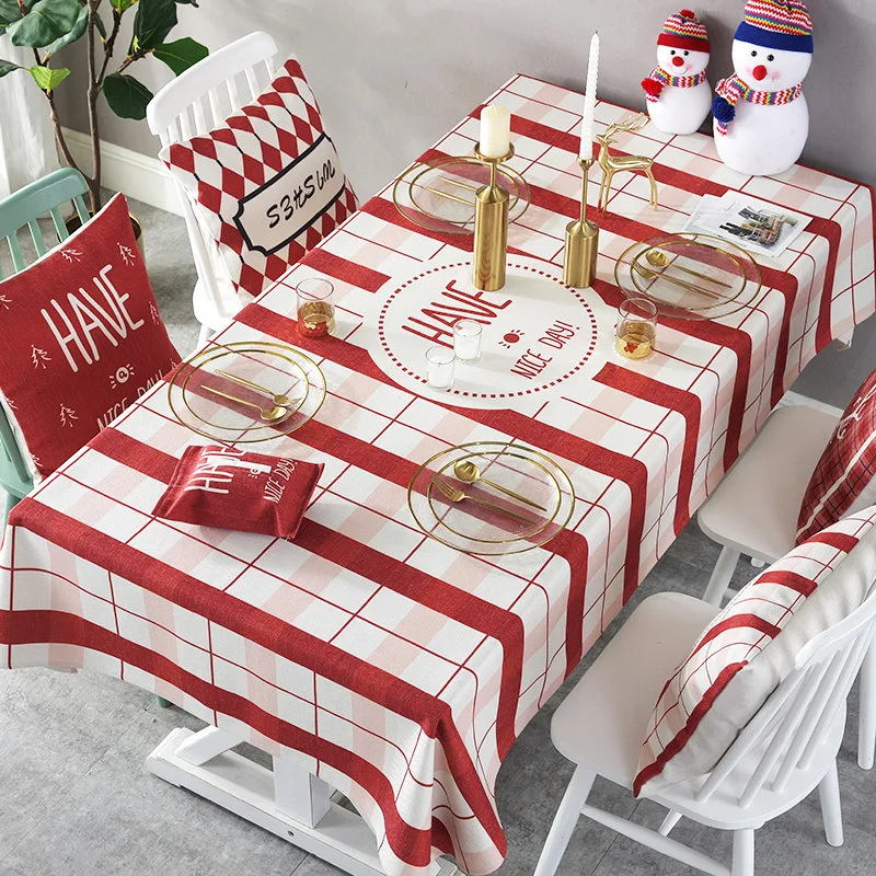 

Red Christmas Series Table Cloth Fabric Hipster Teapoy Table TV Cabinet Tablecloth Rectangular Tablecloth
