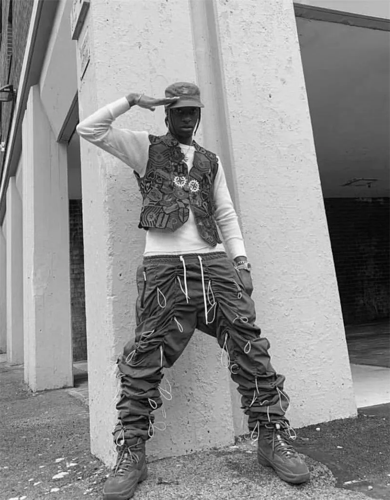 Dark Icon String Pants Men Elastic 