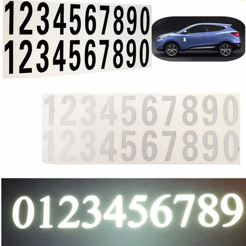 3x1.5cm Car License Phone Digits Numeral 0-9 Number House Door Street Address Mailbox Room Gate Vinyl Decal Reflective Stickers