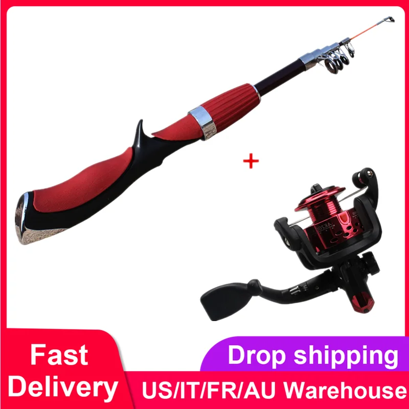 

Telescopic Fishing Rod Combo and Reel Full Kit Ice Fishing Spinning Reel Rod Pole Gear Set with Lure Hook Fish Tool