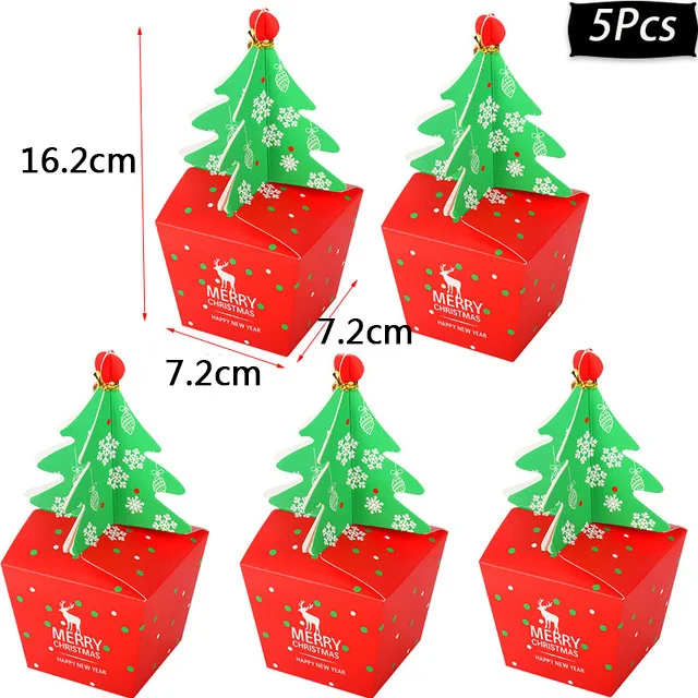 Веселые рождественские подарочные сумки Рождественская елка пластиковая упаковочная сумка Снежинка коробка с рождественскими конфетами новогодний спрос среди детей сумка Noel Navidad - Цвет: 5pcs paper box a
