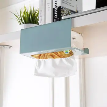 

Tissue Paper Holder Cabinet-Mounted Paper Tissue Holder Room Kitchen Tissue Organizer Free-Punching Wrought Iron Tissue Box