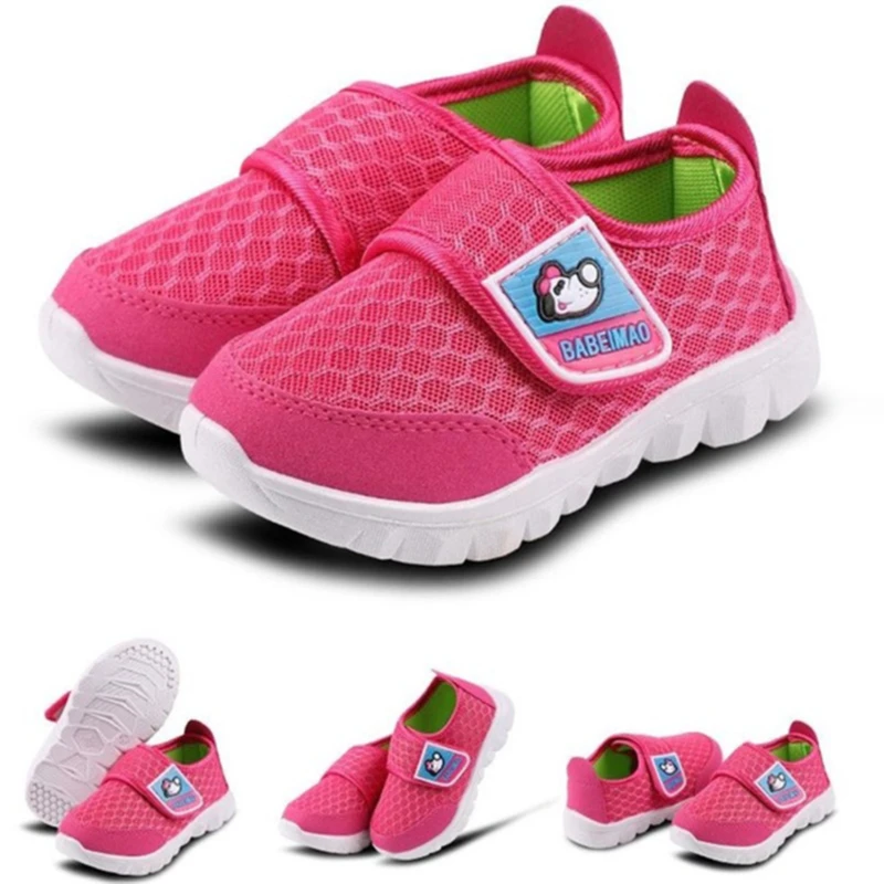 Children Cute Net Breathable Shoes Boys Girls Sneakers Casual Sport Shoes Kids Soft Shoes Size 19-36 Rubber Hook & Loop Summer extra wide children's shoes