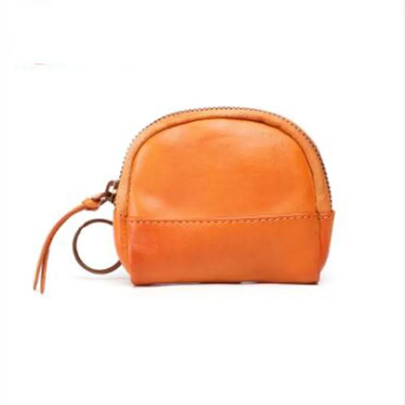 

Vintage Genuine Leather Zipper Coin Wallet Key Wallet For Women Mini Female Zipper Coin Purse Multi-Function Small Money Bag