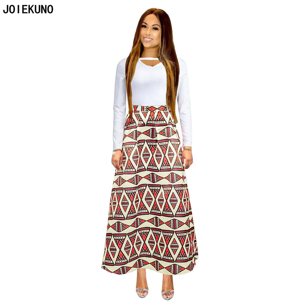 JOIEKUNO PNA6275 Высокая уличная мода длинная юбка для женщин faldas mujer moda пикантные пляжные с принтом на пуговицах женские Вечерние