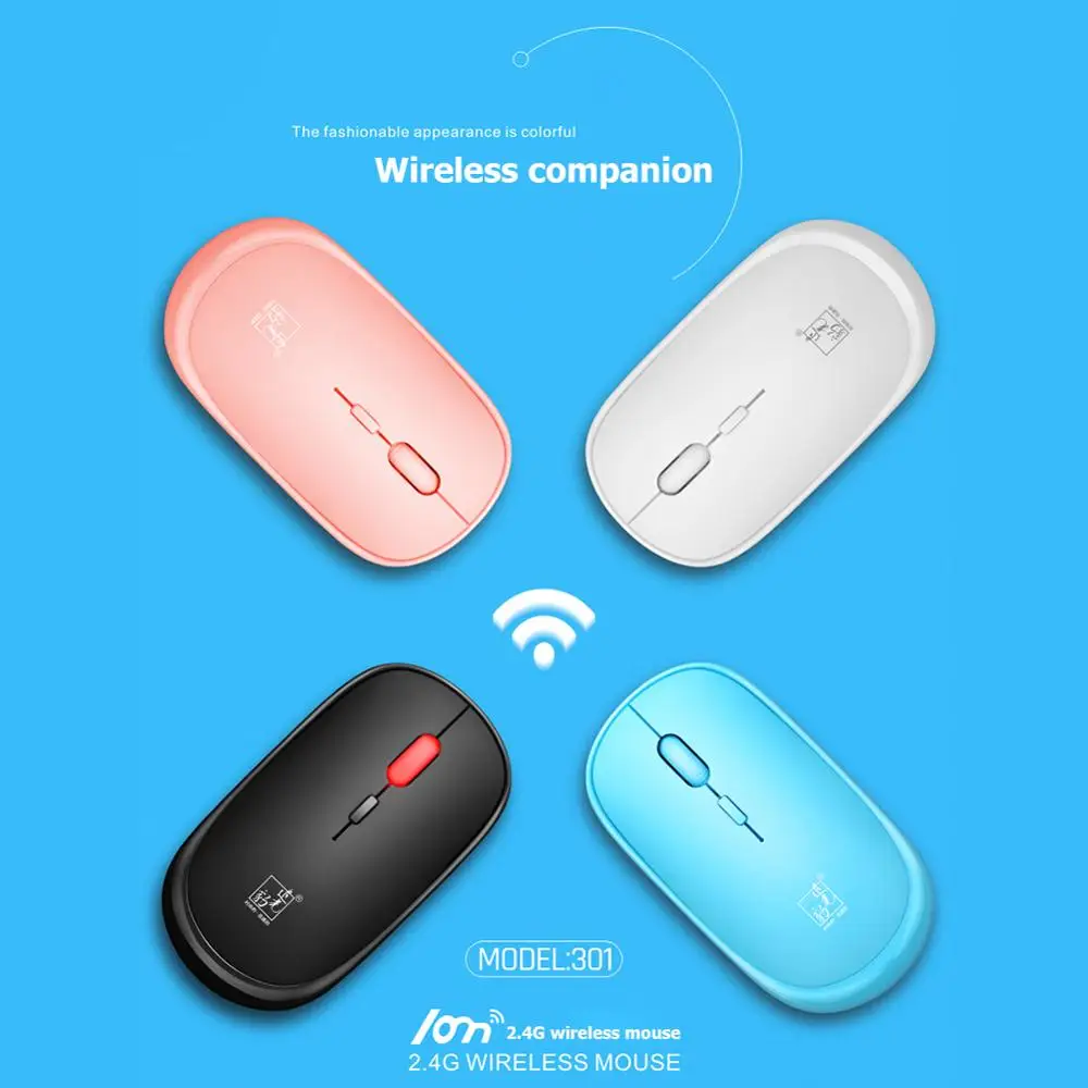 

301 Wireless Computer Mouse 4 Buttons 2.4GHz USB Receiver Ergonomic Mini Optical Computer Mice for Desktop Laptop PC