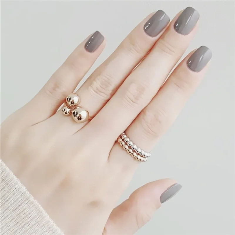

475-Gray Short Wear Manicure Finished Product xin niang kuan Nail Tip Fake Nails Patch Manicure