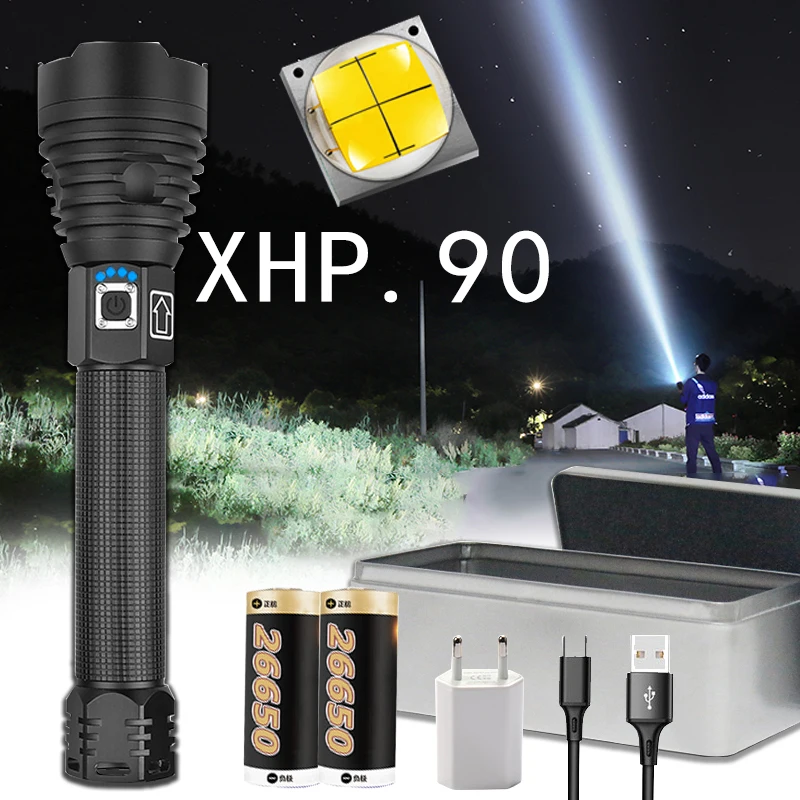 Супер мощный Xlamp XHP70.2 XHP90 светодиодный фонарик фонарь USB XHP50 лампа зум тактический