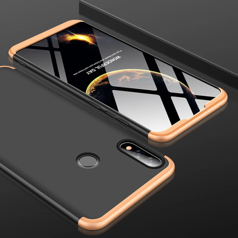 360 градусов чехол для Asus Zenfone Max Pro M1 M2 ZB601KL ZB631KL чехол 3 в 1 Жесткий PC защитный матовый чехол - Цвет: Gold and Black