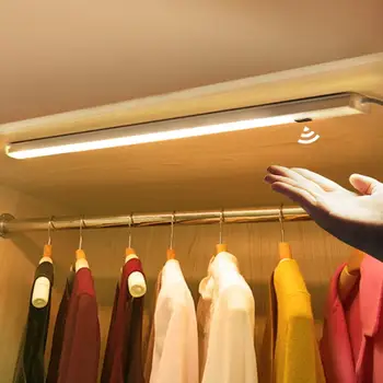 

Wardrobe Lamp Smart Switch Kitchen Cupboard Cabinet Light Bedroom Furniture Day Night Lamps Hand Sweep Sensor USB Led Bar Light