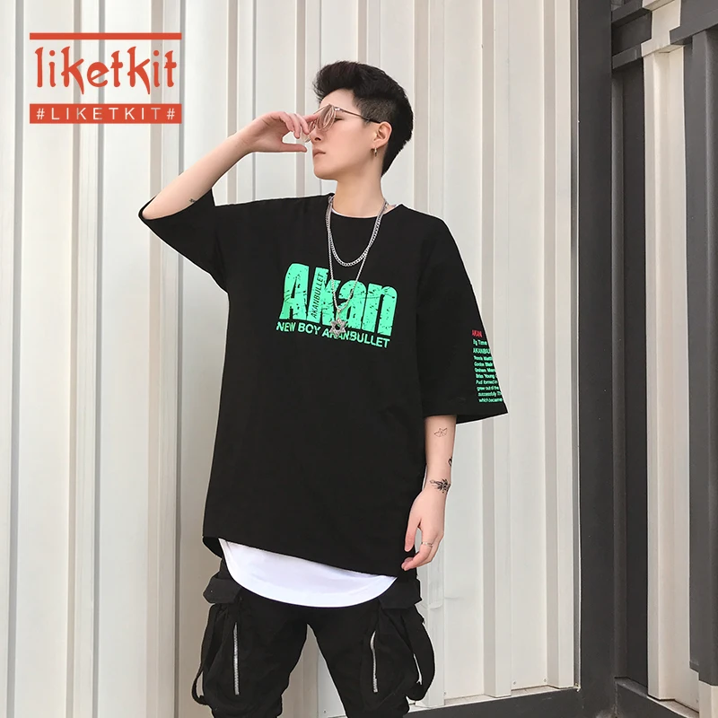 

Summer Men's New Hip Hop Trends Letter Print Loose Short Sleeve T-Shirt