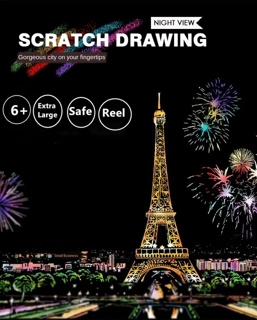 Reel Extra Large 75*52cm Magic Scratch Art Crafts World Landscape Scraping  Paintings Paper Adult