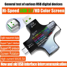 Usb 3.1 tipo-c usb tester dc voltímetro digital amperimetor medidor de corrente de tensão amperímetro detector indicador de carregador de banco de potência