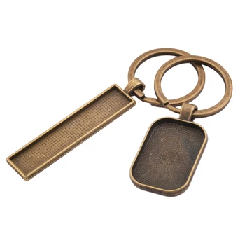 

3pcs Fit 20x30mm Rectangle Cabochon Keychain Base Setting Blanks Diy Bezels Trays Key Chain Keyring Jewelry Making Accessories
