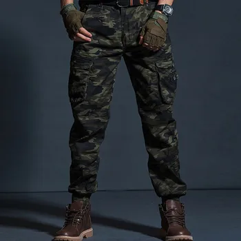 

High Quality Khaki Casual Pants Men Military Tactical Camouflage Cargo Pants Multi-Pocket Fashions Black Army Trousers 2020