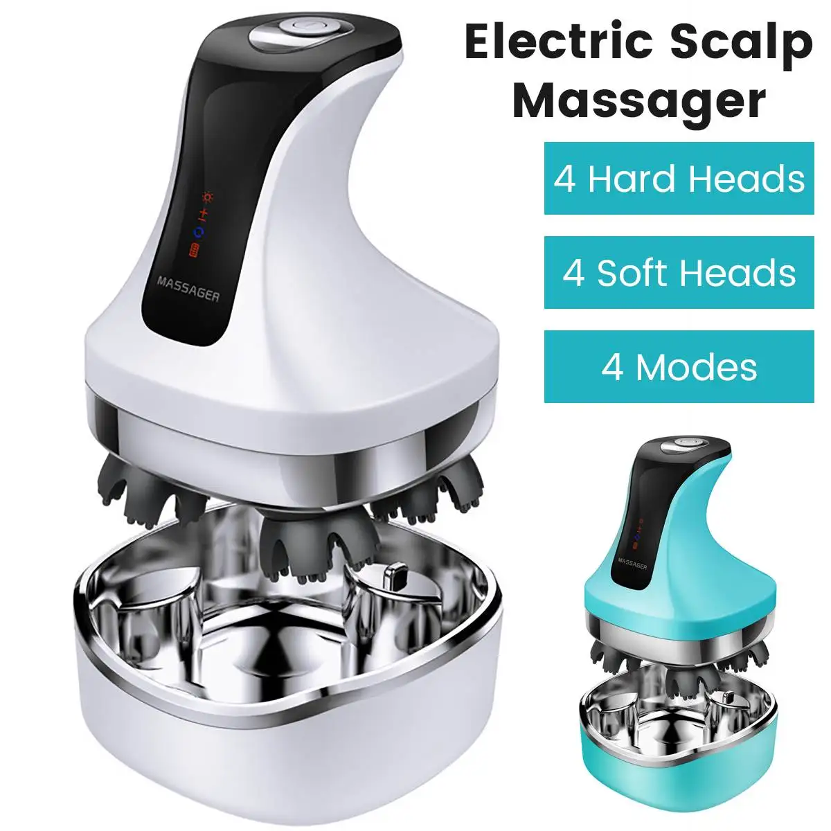 4D Electric Head Massager Waterproof Scalp Massage Prevent Hair Loss Wireless Body Neck Back Massager Health Care