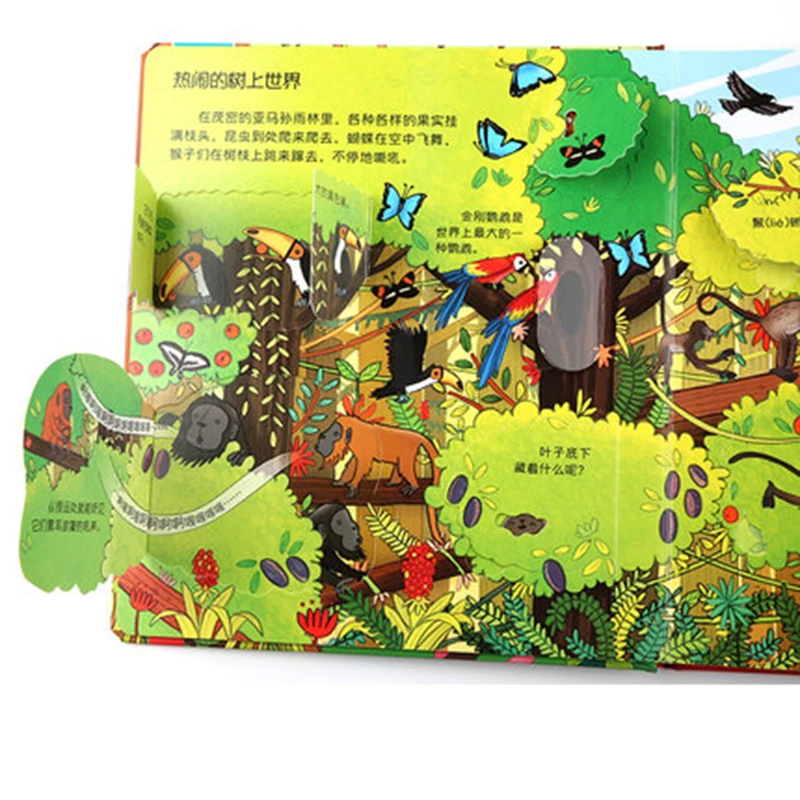 Secret Rainforest tropics Fun Science Book Children's Stereo Book 3d 3-6 Years Child Encyclopedia Fun Book