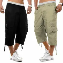 Мужские повседневные шорты с несколькими карманами Брюки карго свободные капри шорты