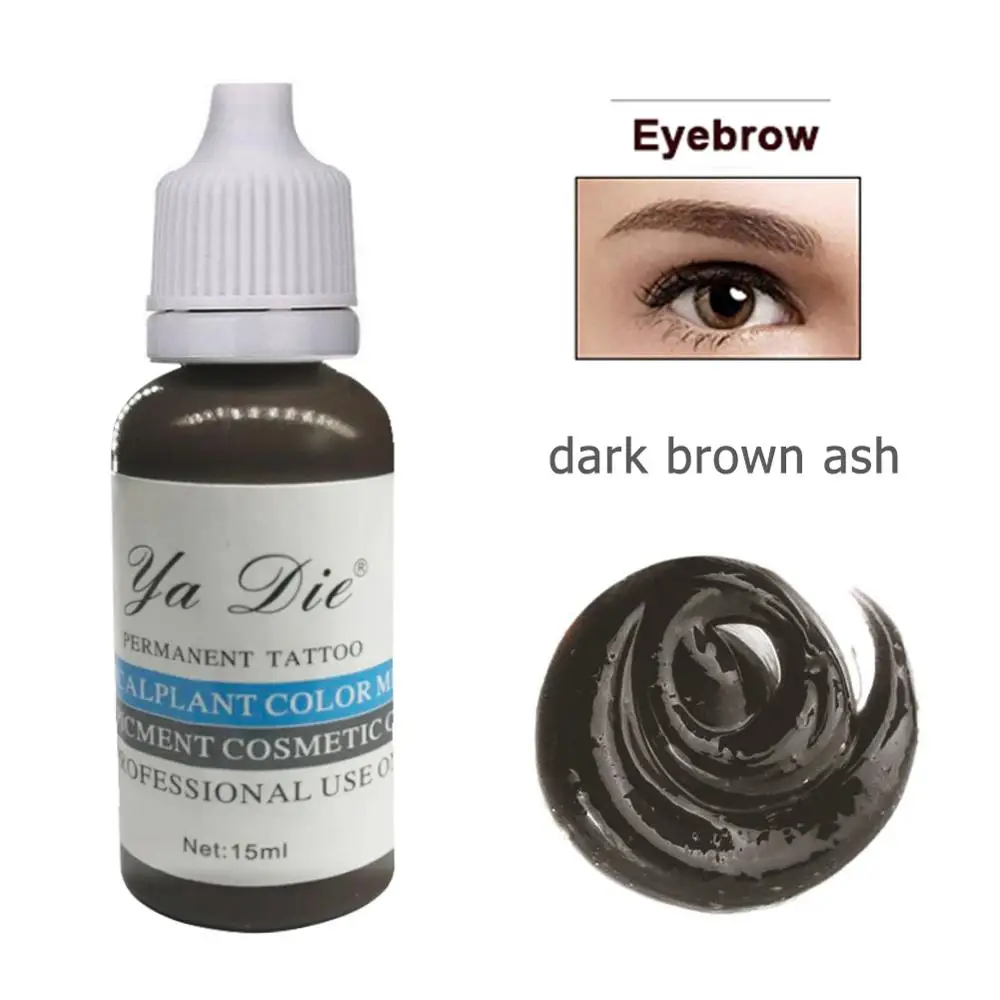 

1/2 Oz. Permanent Makeup Microblading Pigment Tattoo Ink Eyebrow Lips Lasting Color Body Tattoo Art (dark brown ash)