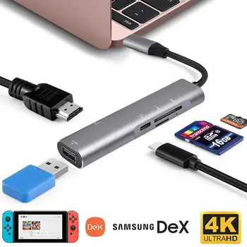 

5 In 1 USB C Hub Adapter Fast Data Transfer USB To Type-C/HDMI/TF SD Card Reader Portable Lightweight Converter For Laptop Phone