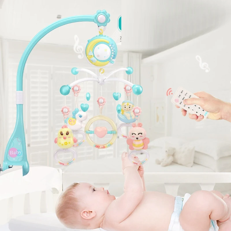

0-12 Months Newborn Toys Crib Mobiles Toy Holder Rotating Crib Mobile Bed Musical Box Projection Educational Baby Rattles