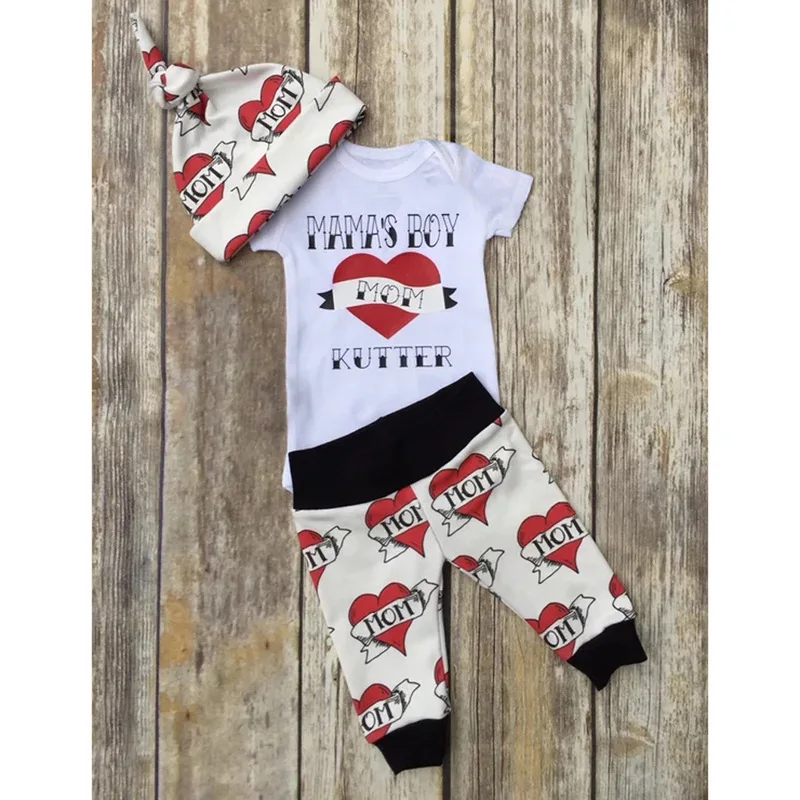 

Children Europe And America Summer Style Men And Women Children Short Sleeve Heart Lettered Onesie Crawling Clothes Romper Three