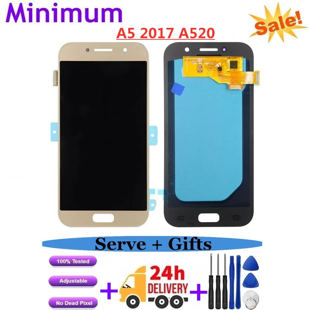 Протестирован для samsung Galaxy AMOLED A5 A520 A520F SM-A520F AMOLED ЖК-дисплей кодирующий преобразователь сенсорного экрана в сборе
