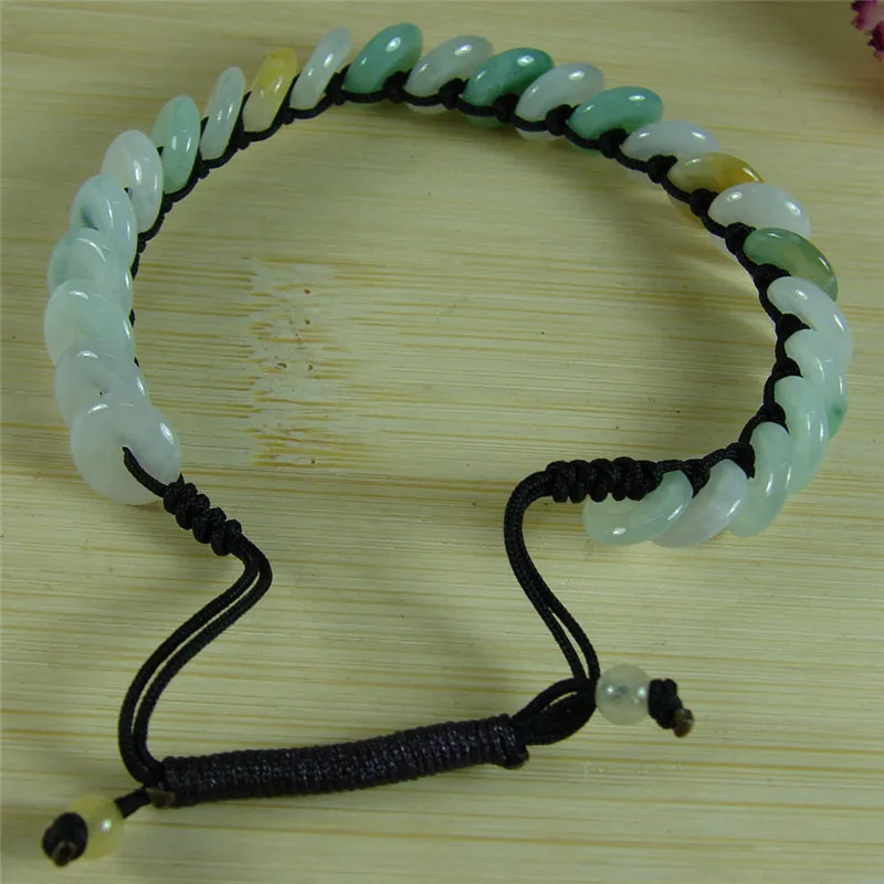 3 Colors Grade A Jade Coin Bracelet Bangle Chinese Jadeite Handmade 50-60 mm