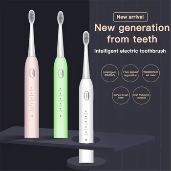 

Electric Toothbrush S802 Waterproof Washable Whitening Automatic Sonic ToothBrush Rechargeable 5 Mode with 2 Brush Heads