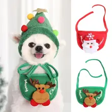 

Hot Sales Pet Bib Santa Claus Deer Decor Dress-up Polyester Pet Dogs Cats Drool Bibs for Christmas