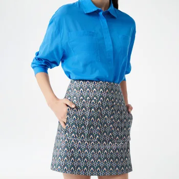 

2020 Spring Summer Women Print Lustrous High Waist Skirt A-line Skirt