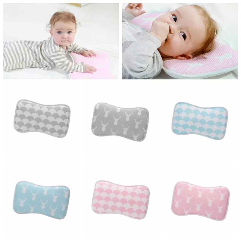 

All Season Infant Baby Boys Girls Breathable Washable Anti Flat Head Baby 3D Pillow and Mesh Fabric Head Shaping Sleeping Pillow