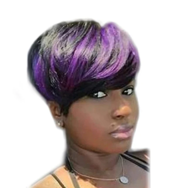 HAIRJOY Synthetic Hair Women Short Curly African American  Wig purple