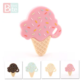 

Bite Bites 1pc Silicone Ice Cream Teether BPA Free Silicone Accessory Nylon Rope Cream Chocolate Baby Shower Gift Baby Teether